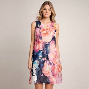 Vince Camuto NWT Floral Sleeveless Layered Chiffon Dress Size 2